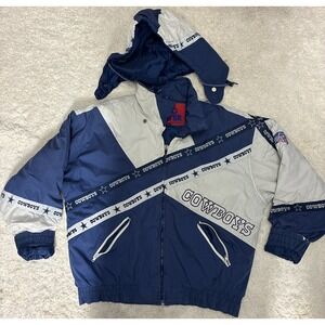 Vintage Dallas Cowboys NFL Pro Player Mens L 90s Hooded Jacket